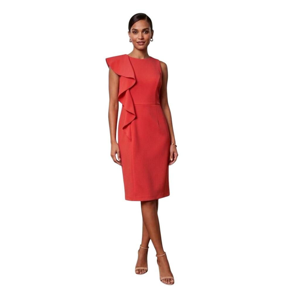 Vince Camuto one sleeve large ruffle red dress NWT size 10